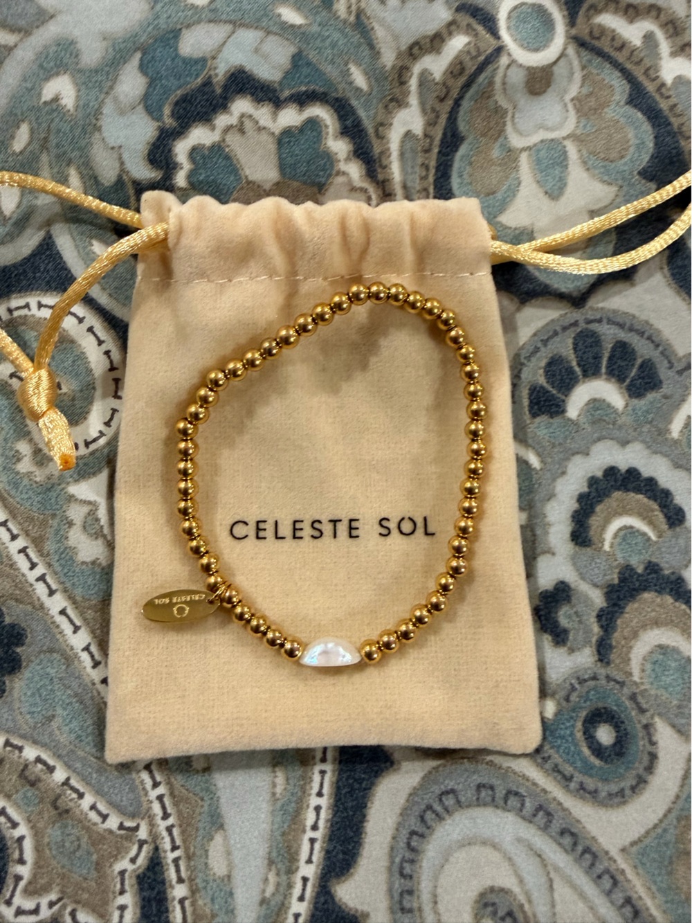 Celeste Gold Beaded Bracelet with Pearl Accent